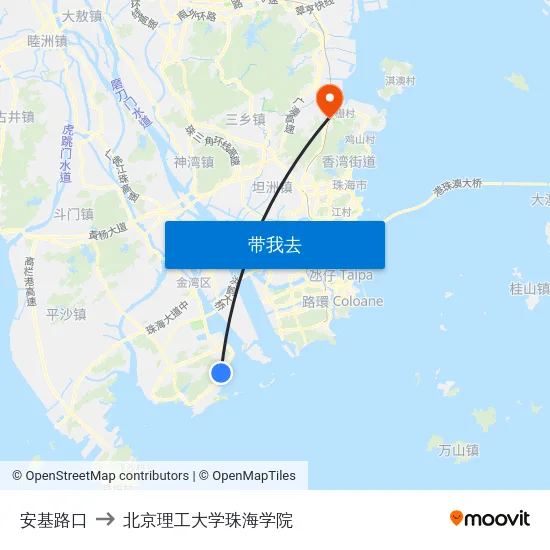 安基路口 to 北京理工大学珠海学院 map