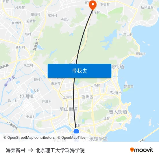 海荣新村 to 北京理工大学珠海学院 map