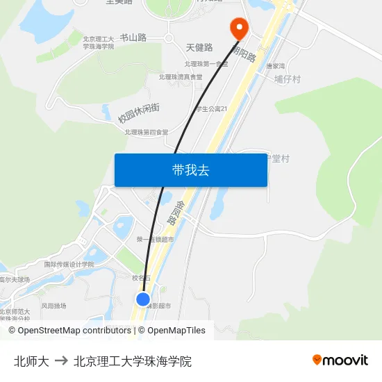 北师大 to 北京理工大学珠海学院 map