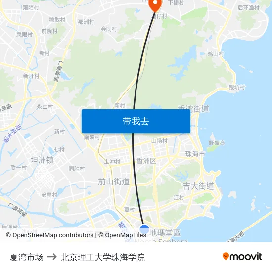 夏湾市场 to 北京理工大学珠海学院 map