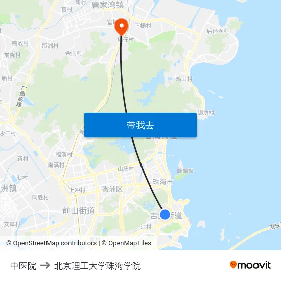 中医院 to 北京理工大学珠海学院 map