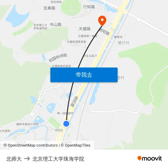 北师大 to 北京理工大学珠海学院 map
