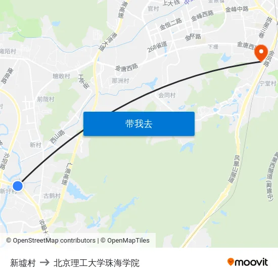 新墟村 to 北京理工大学珠海学院 map