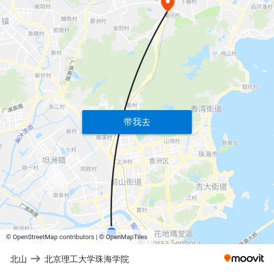 北山 to 北京理工大学珠海学院 map