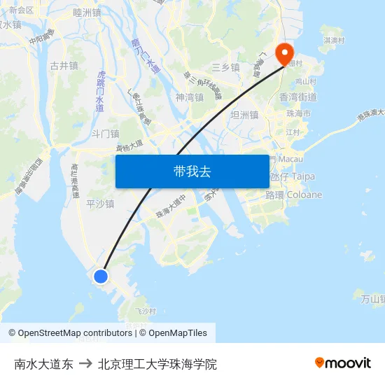 南水大道东 to 北京理工大学珠海学院 map