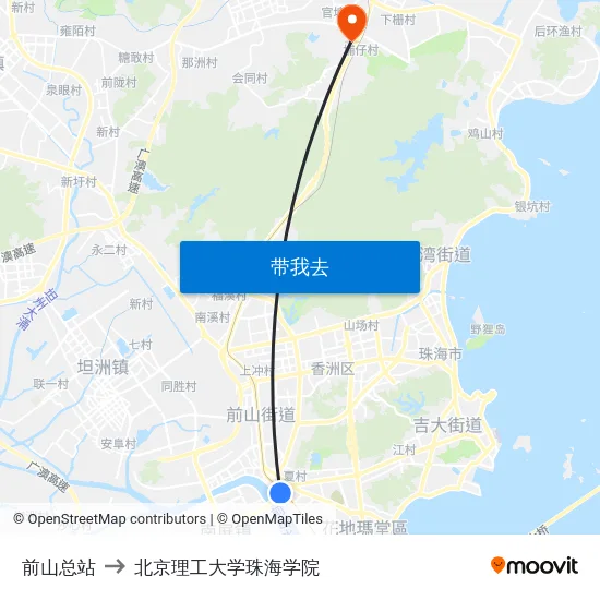前山总站 to 北京理工大学珠海学院 map
