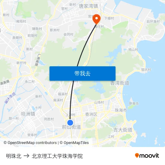 明珠北 to 北京理工大学珠海学院 map