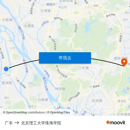 广丰 to 北京理工大学珠海学院 map