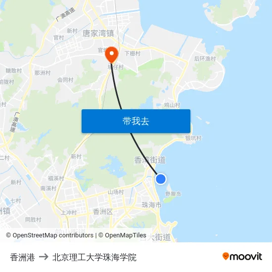 香洲港 to 北京理工大学珠海学院 map