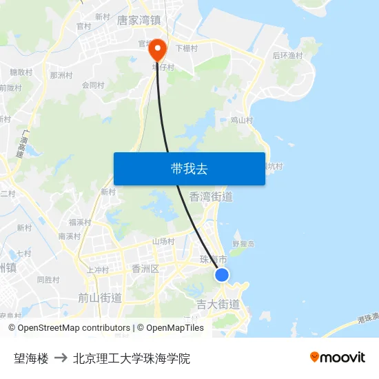 望海楼 to 北京理工大学珠海学院 map