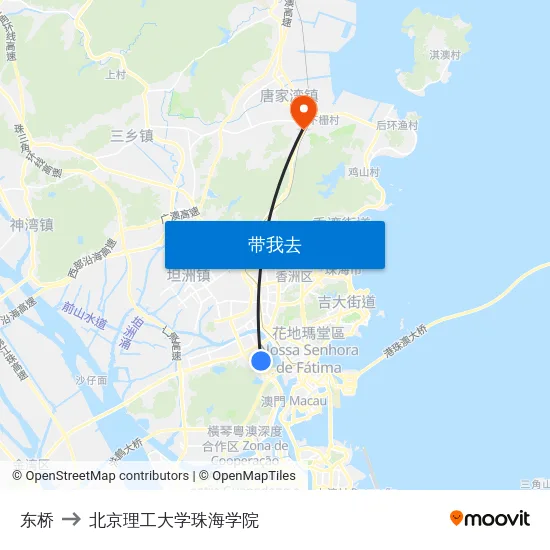 东桥 to 北京理工大学珠海学院 map