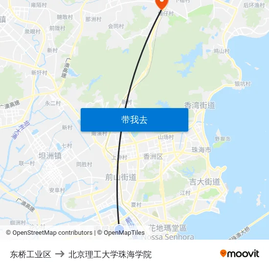 东桥工业区 to 北京理工大学珠海学院 map