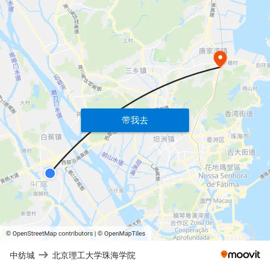 中纺城 to 北京理工大学珠海学院 map
