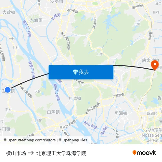 横山市场 to 北京理工大学珠海学院 map