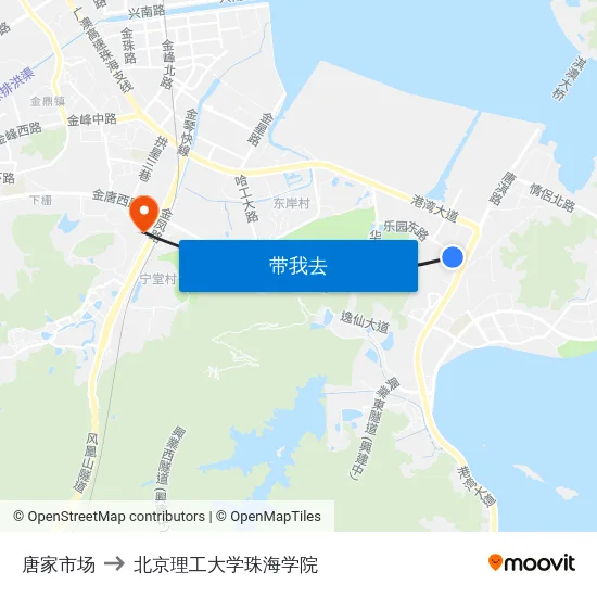 唐家市场 to 北京理工大学珠海学院 map