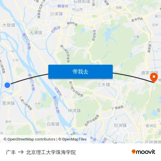 广丰 to 北京理工大学珠海学院 map