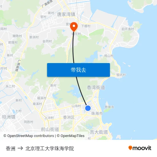香洲 to 北京理工大学珠海学院 map