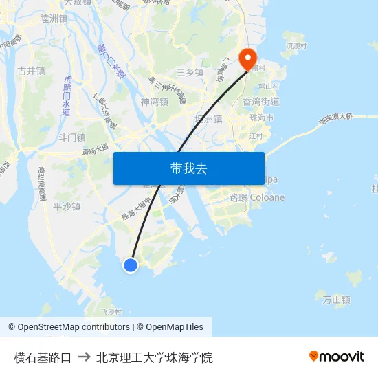 横石基路口 to 北京理工大学珠海学院 map
