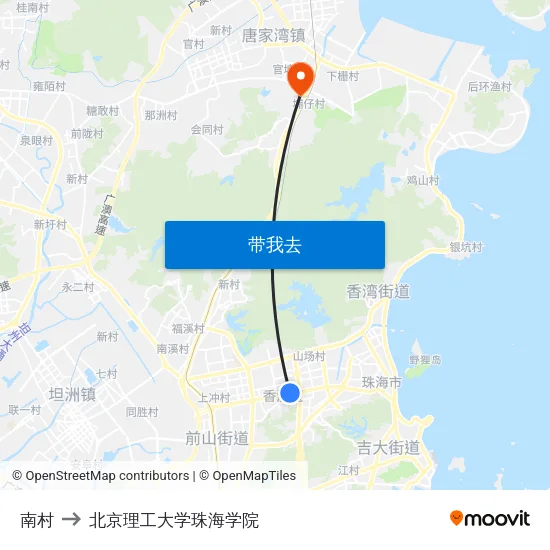 南村 to 北京理工大学珠海学院 map