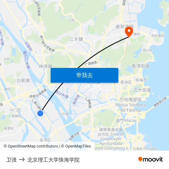 卫强 to 北京理工大学珠海学院 map