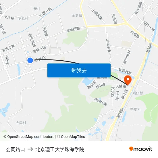 会同路口 to 北京理工大学珠海学院 map