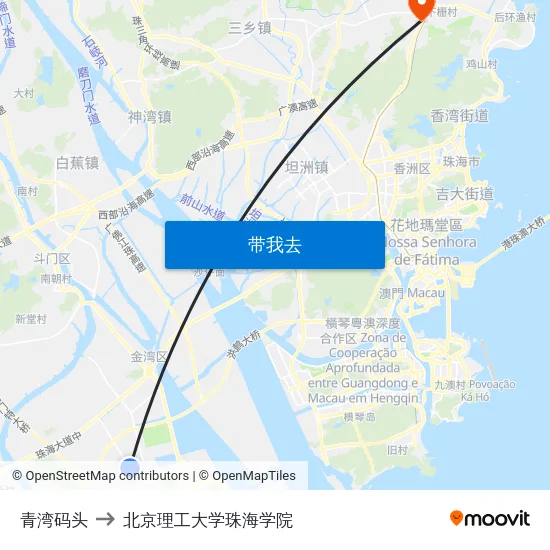 青湾码头 to 北京理工大学珠海学院 map