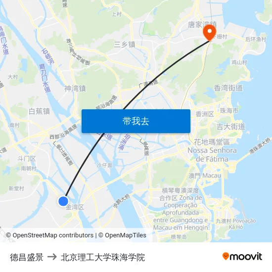 德昌盛景 to 北京理工大学珠海学院 map