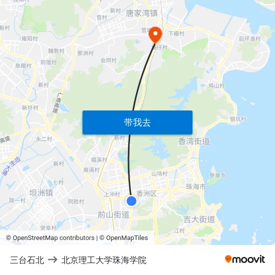 三台石北 to 北京理工大学珠海学院 map
