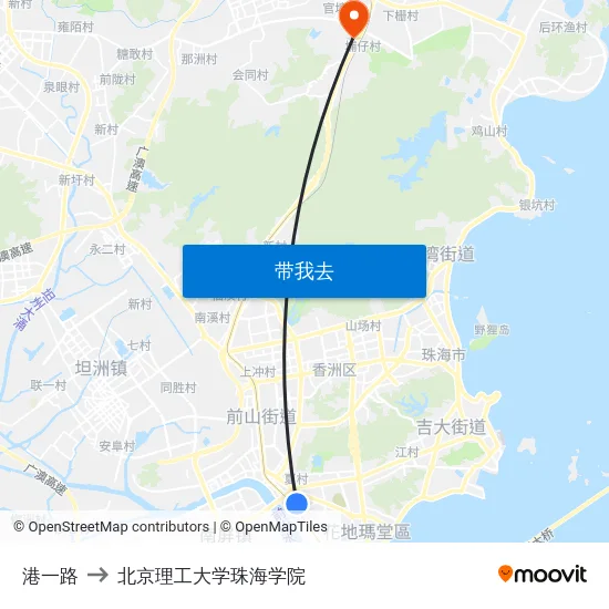 港一路 to 北京理工大学珠海学院 map