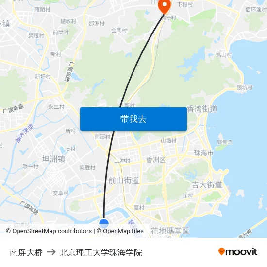 南屏大桥 to 北京理工大学珠海学院 map