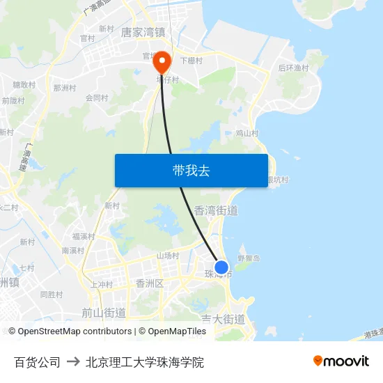 百货公司 to 北京理工大学珠海学院 map
