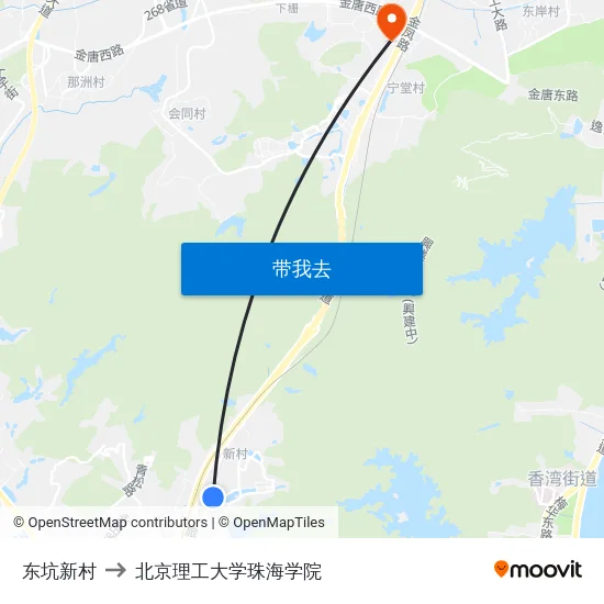 东坑新村 to 北京理工大学珠海学院 map