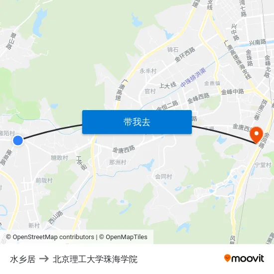 水乡居 to 北京理工大学珠海学院 map