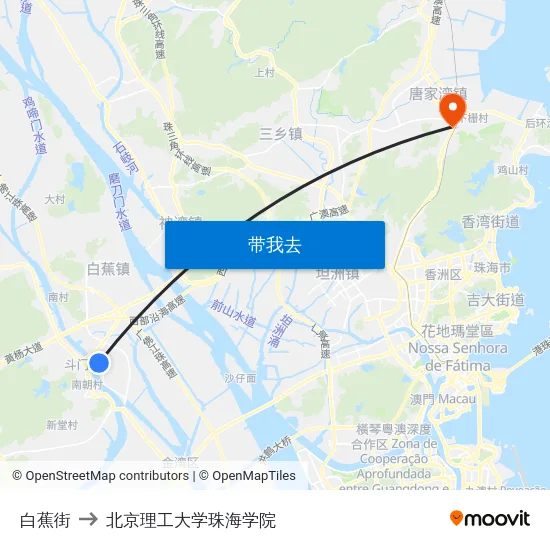 白蕉街 to 北京理工大学珠海学院 map