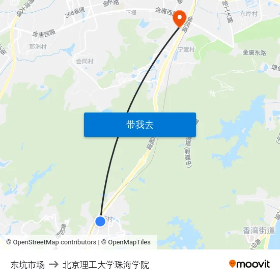 东坑市场 to 北京理工大学珠海学院 map