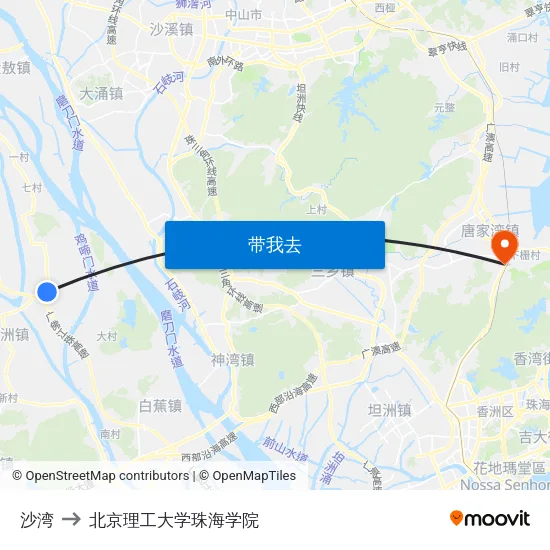 沙湾 to 北京理工大学珠海学院 map
