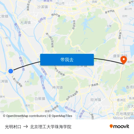 光明村口 to 北京理工大学珠海学院 map
