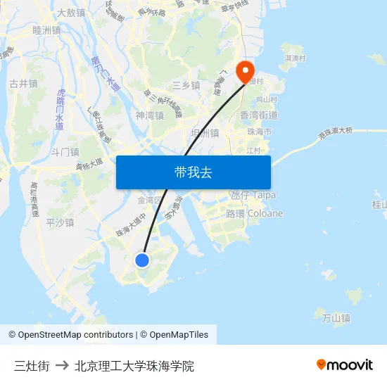 三灶街 to 北京理工大学珠海学院 map