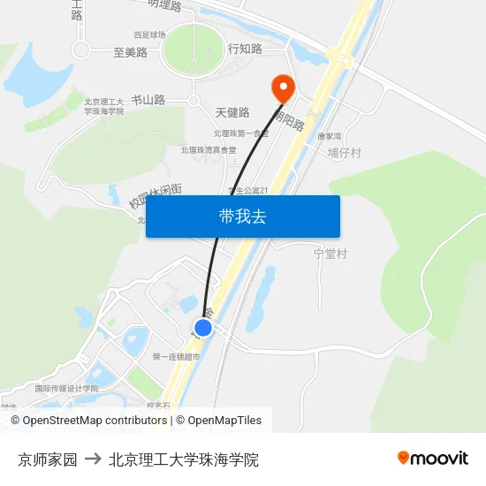 京师家园 to 北京理工大学珠海学院 map