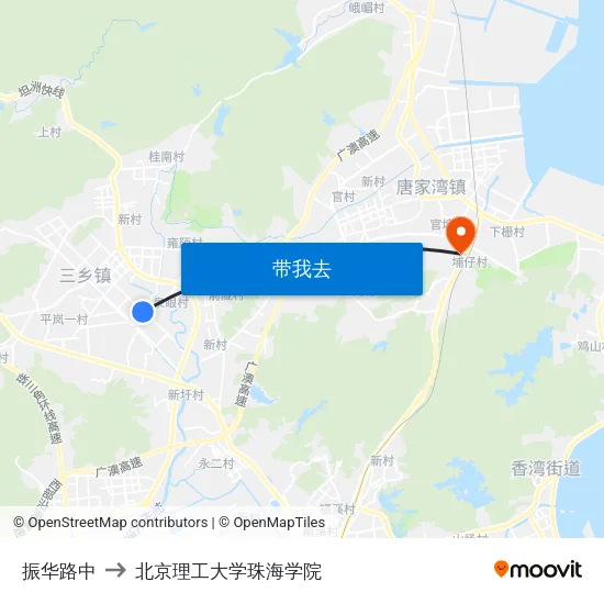 振华路中 to 北京理工大学珠海学院 map