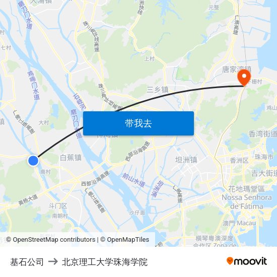 基石公司 to 北京理工大学珠海学院 map