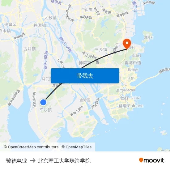 骏德电业 to 北京理工大学珠海学院 map