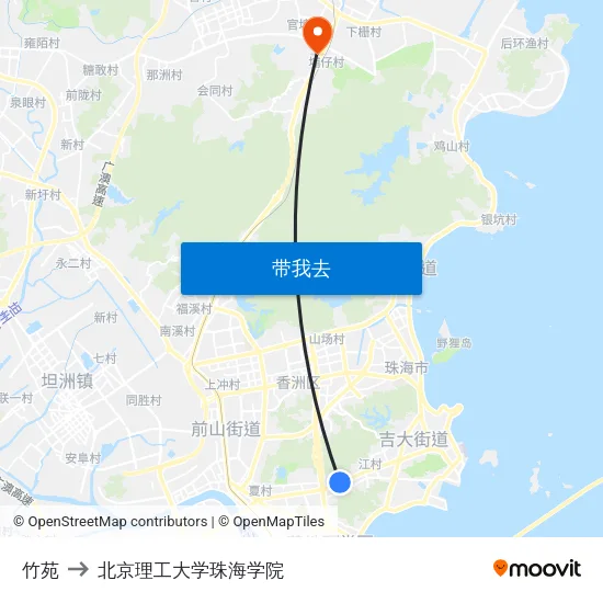 竹苑 to 北京理工大学珠海学院 map