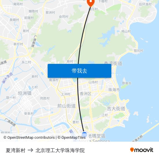 夏湾新村 to 北京理工大学珠海学院 map