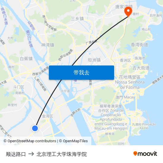 顺达路口 to 北京理工大学珠海学院 map