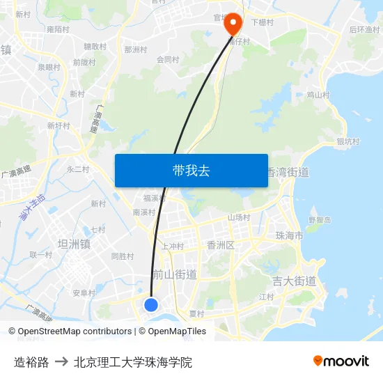 造裕路 to 北京理工大学珠海学院 map