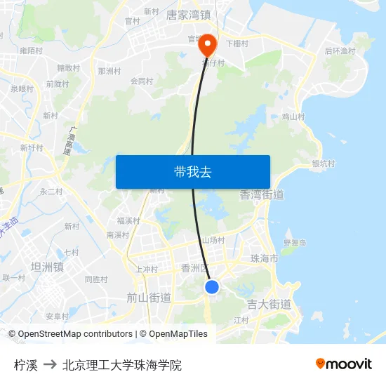 柠溪 to 北京理工大学珠海学院 map