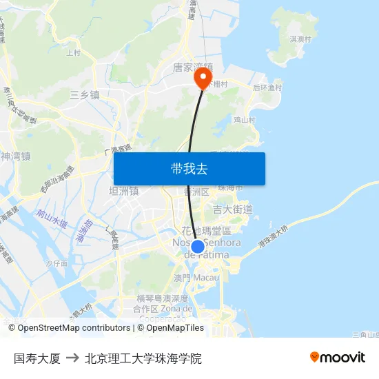 国寿大厦 to 北京理工大学珠海学院 map