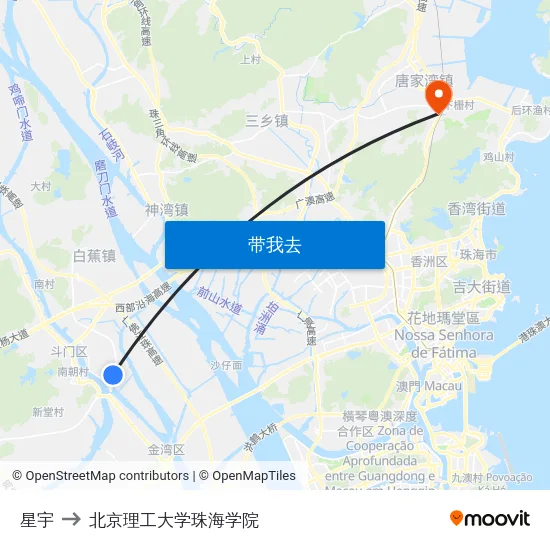 星宇 to 北京理工大学珠海学院 map