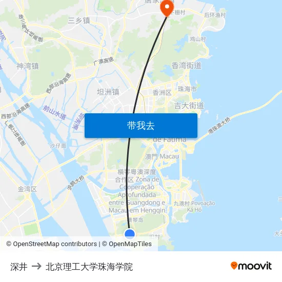 深井 to 北京理工大学珠海学院 map